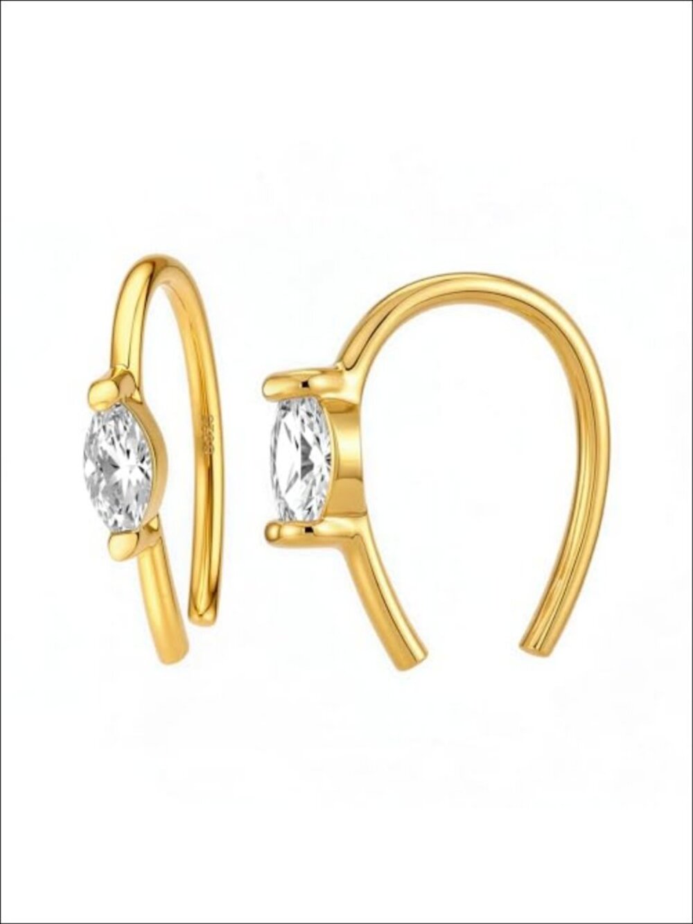 18K Gold Plated 925 Sterling Silver Half Hoop Earrings Hypoallergenic